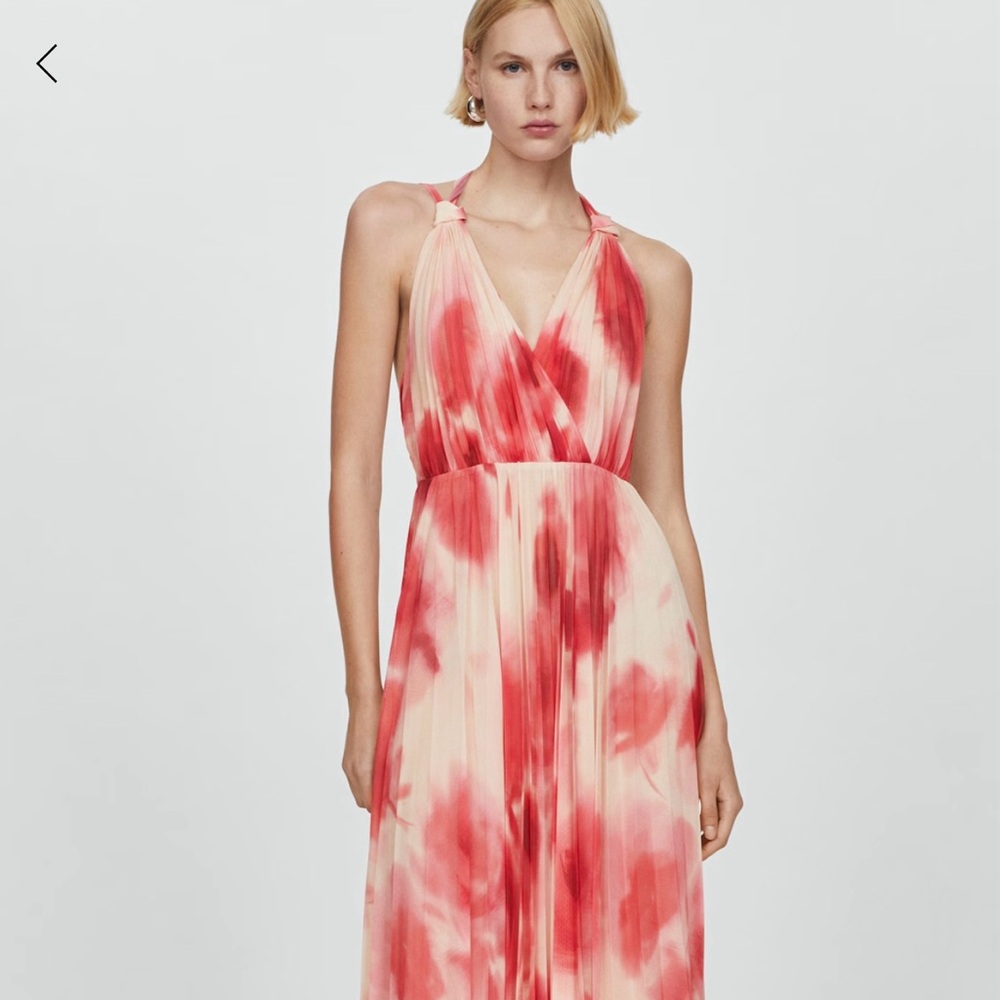 Mango Red and White Tie-Dye Maxi Dress